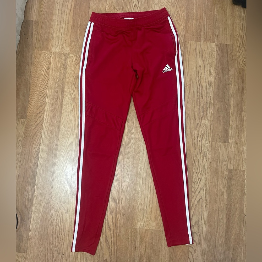 Red Adults Adidas Track Pants, Zip Up Ankles, Sports Athletic Pants Small S